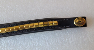 Schockemohle sports  Black Leather Curved Brass Clincher Browband, Black, (FULL)