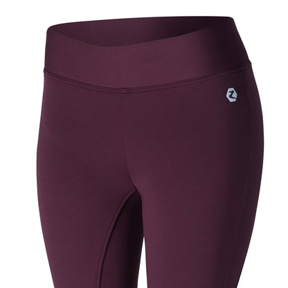 Horze Active Womens Winter Silicone Knee Patch Tights - BURGUNDY ,(36630)