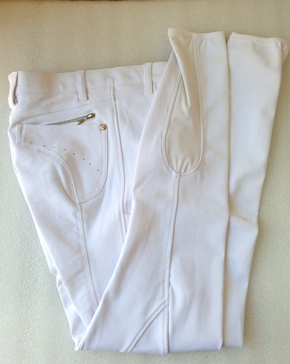 Schockemohle Sports "Victory" Style Breeches ,White EU 32  UK 20R (2171-00026)