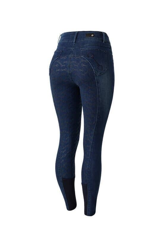 Horze Kaia Denim Silicone Full crystal Breeches,  Dark Blue UK 12 EU 38 (36684)B