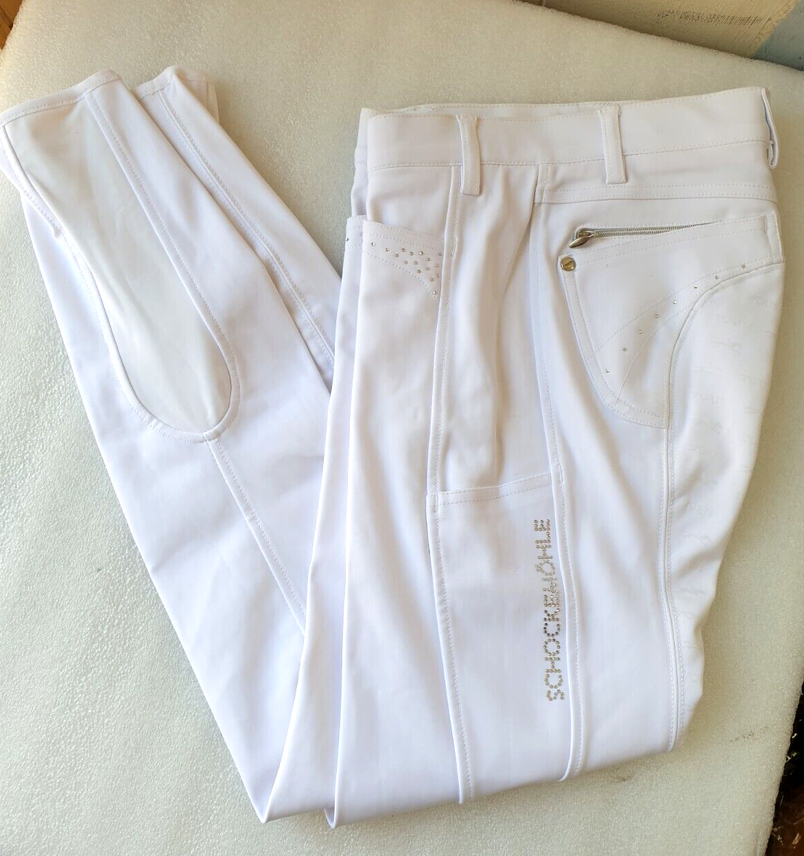 Schockemohle Sports "Victory" Style Breeches ,White EU 32  UK 20R (2171-00026)