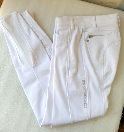 Schockemohle Sports "Victory" Style Breeches ,White EU 32  UK 20R (2171-00026)