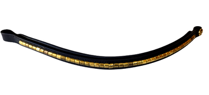 Schockemohle sports  Black Leather Curved Brass Clincher Browband, Black, (FULL)