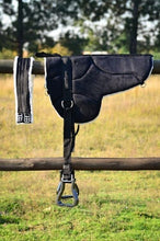 Load image into Gallery viewer, New Non slip Bottom Micro suede  BAREBACK PAD with free girth and stirrups BLACK
