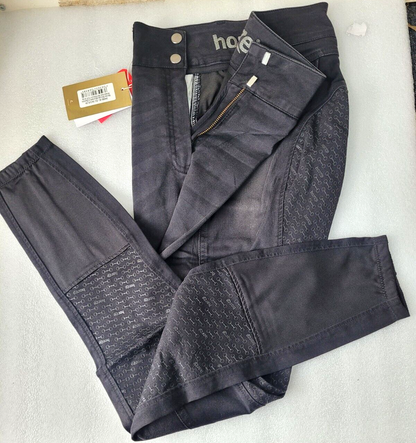 Horze Nicole Breeches with Silicone Full Set, BLACK DENIM  ,UK 10 EU 36 (36086)