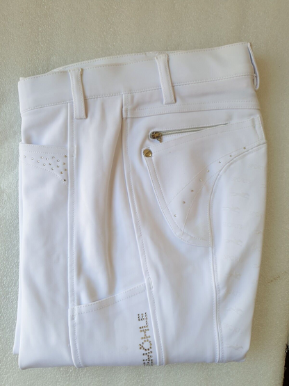 Schockemohle Sports "Victory" Style Breeches ,White EU 32  UK 20R (2171-00026)