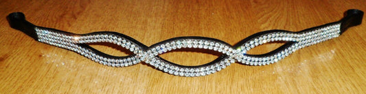 New Designer Clear Crystal Browband pony Size - 14" (Black) * Great gift idea