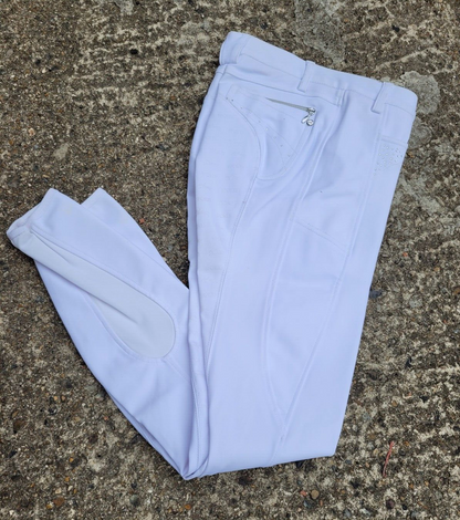 Schockemohle Sports "Victory" Style Breeches ,White EU 32  UK 20R (2171-00026)