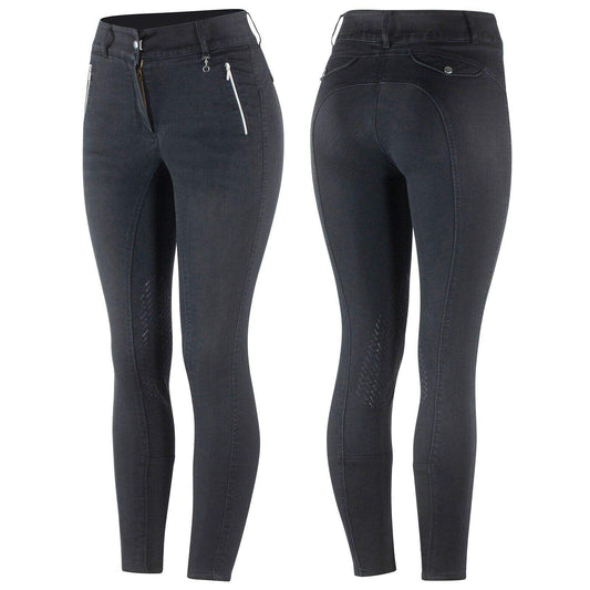 Horze Nicole Denim Breeches with Silicone Knee Patch,DENIM  ,UK 18 EU 44 (36087)