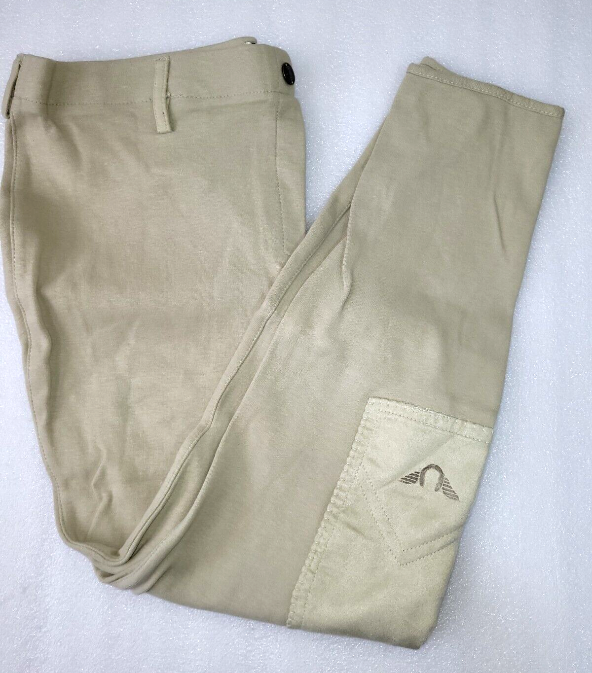 TUFFRIDER STARTER LOWRISE PULL-ON KNEE PATCH BREECHES, Silver , size 34  (06631)