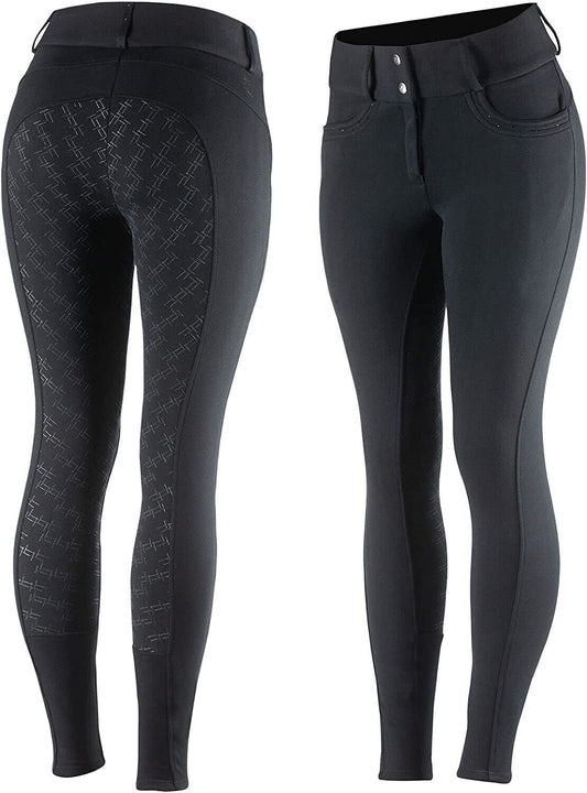 New Winter Horze  Mia Thermo Silicone Seat Breeches, BLACK UK 14 EU 40 (36053)