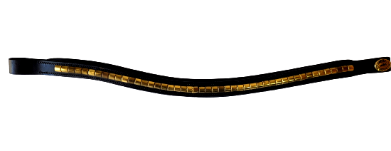 Schockemohle sports  Black Leather Curved Brass Clincher Browband, Black, (FULL)