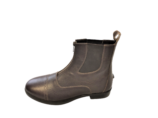 Cwell Equine Quality Leather Front Zip Jodhpur Paddock Boots Brown UK 6 EURO 39