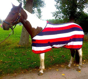 CWELL EQUINE HORSE COB PONY SHOW TRAVEL TEAM GB STRIPE FLEECE RUGS