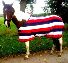 Load image into Gallery viewer, CWELL EQUINE HORSE COB PONY SHOW TRAVEL TEAM GB STRIPE FLEECE RUGS
