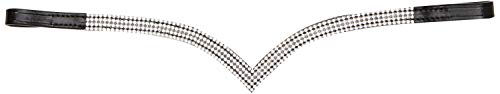 CWELL EQUINE V Shaped 4 Rows Silver Crystal Browband Choice of Sizes (BLACK)