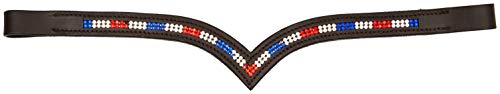 Cwel Equine New Designer (V) Shaped 2 Row *Team GB* Crystal Browband BROWN FULL/COB