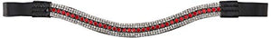 Cwell Equine BLING!* Designer Sparkly Leather Browband*5-Row Crystals* RED &amp; CLEAR Black Leather