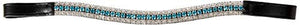 Cwell Equine BLING Dressage*Mega-Sparkly Leather Browband*5-Row Crystals*AQUA &amp; CLEAR* BLACK F/C/P