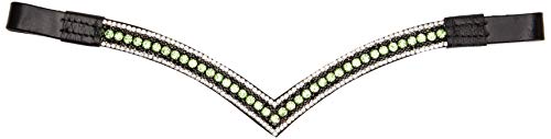 Cwell Equine Bling V Shape 5 Rows Diamante Parrort Green/Clear Crystal Browband Dressage Black