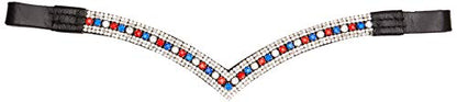 Cwell Equine Bling V Shape 5 Rows Diamante Team GB/Clear Crystal Browband Dressage Black