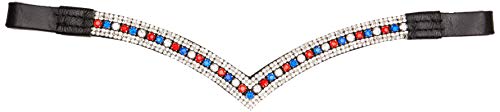 Cwell Equine Bling V Shape 5 Rows Diamante Team GB/Clear Crystal Browband Dressage Black