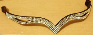 Cwell Equine Bling Ve Eye Shaped Clear Crystal Browband Choice of Sizes BROWN/BLACK * Great gift SALE