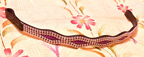 Cwell Equine Designer Crystal Patent Leather Clear Purple Browband F/C/P Black Leather