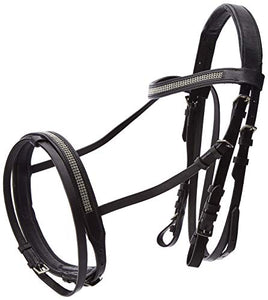 Cwell Equine Designer U Shaped clear crystal browband show bridle free reins