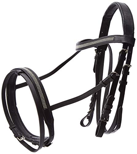 Cwell Equine Designer U Shaped clear crystal browband show bridle free reins
