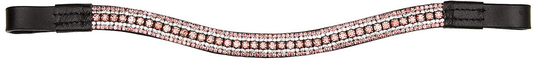 Cwell Equine Dressage Crystal Bling 5 Rows crystal Browband Pink crystal Rhinestones sparkly Black