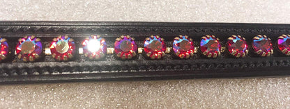 Cwell Equine English Leather Crystal Bling Browband Siam(Stellux) Black Full 16&quot; (817)