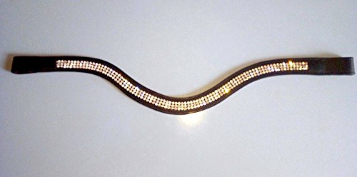 Cwell Equine Leather 3 Rows U Shape Clear crystal Mega sparky Browband Black/Brown