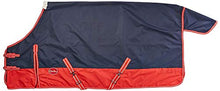 Load image into Gallery viewer, Cwell Equine LightWeight NAVY/RED turnout rug rain sheet no fill 600 Denier Waterproof
