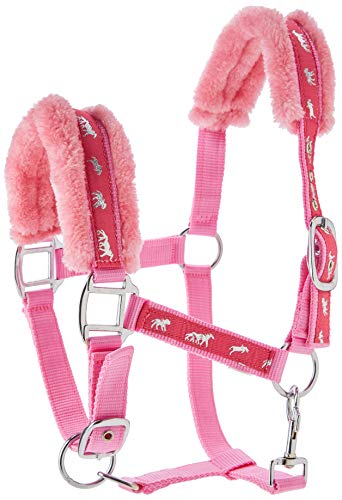 Cwell Equine Mink padded HORSE COB PONY Nylon Halters/Headcollar's Horse Print Lead set PINK