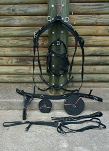 Cwell Equine NEW NYLON HORSE DRIVING CART HARNESS WITH SADDLE BRIDLE etc - D/F/C/P/S/M Black