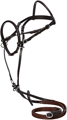 Cwell Equine New ** Cross Over ** Bitless Leather Bridle with web grip reins BROWN F/C/P