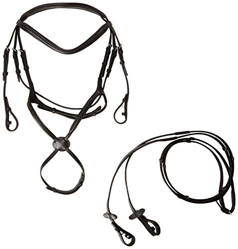 Cwell Equine New Deluxe Mexican Grackle, Figure of 8 Noseband Bridle free Reins- Black F/C/P