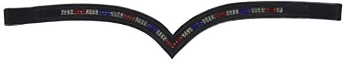 Cwell Equine New Designer (V) Shaped 2 Row *Team GB* Crystal Browband BLACK FULL/COB