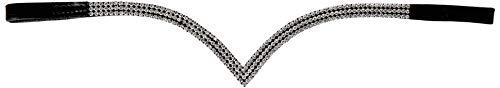 Cwell Equine New Designer Ve Shaped 3 rows Clear Crystal Browband BLACK LEATHER