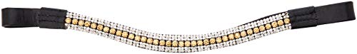 Cwell Equine New Diamante Bling Sparkly Browband 5 Rows Crystals Dressage Light Colarado Clear Black Leather