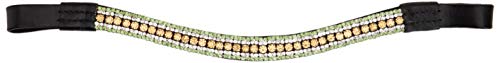 Cwell Equine New Diamante Bling Sparkly Browband 5 Rows Crystals Dressage Light Colarado/Clear/Green Black Leather
