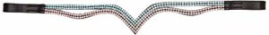 Cwell Equine New (V) Shaped sparky two tone pink/turquoise Crystal Browband BLACK F/C/P