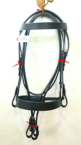 Cwell Equine PLAIN FLAT HUNT Cavesson Bridle With Quality LEATHER Reins - BLACK