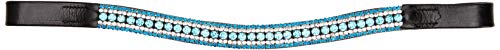 Cwell Equine Quality Leather 5 Row Iridescent, Aquamarine clear crystal bling Browband