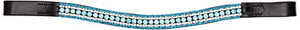 Cwell Equine Quality Leather 5 Row Iridescent, Aquamarine clear crystal bling Browband