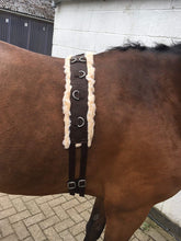 Load image into Gallery viewer, Cwell Equine Synthetic Fleece PAD LUNGE BREAKING TRAINING ROLLER + adjustable girth BROWN F/C/P
