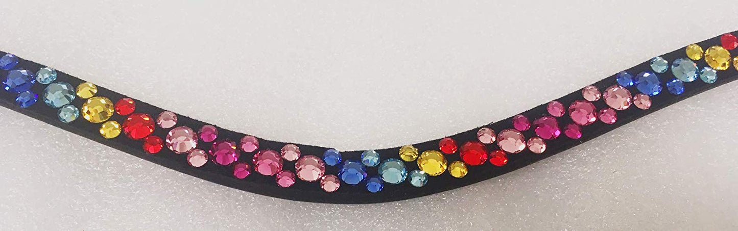 Cwell Equine U shaped Multicolor Browband Crystal Bling FULL BLACK (1068)