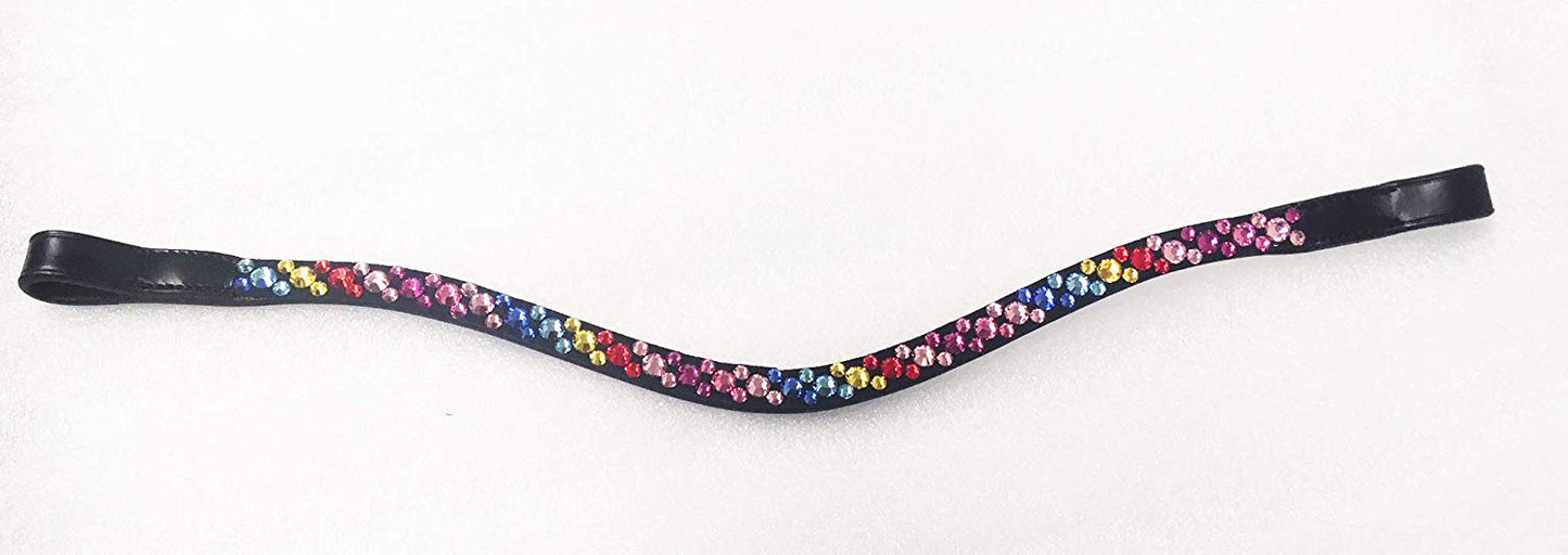 Cwell Equine U shaped Multicolor Browband Crystal Bling FULL BLACK (1068)