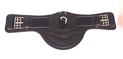 Cwell Equine Wide Belly Dressage Leather Elasticated Girth Black 60 cms